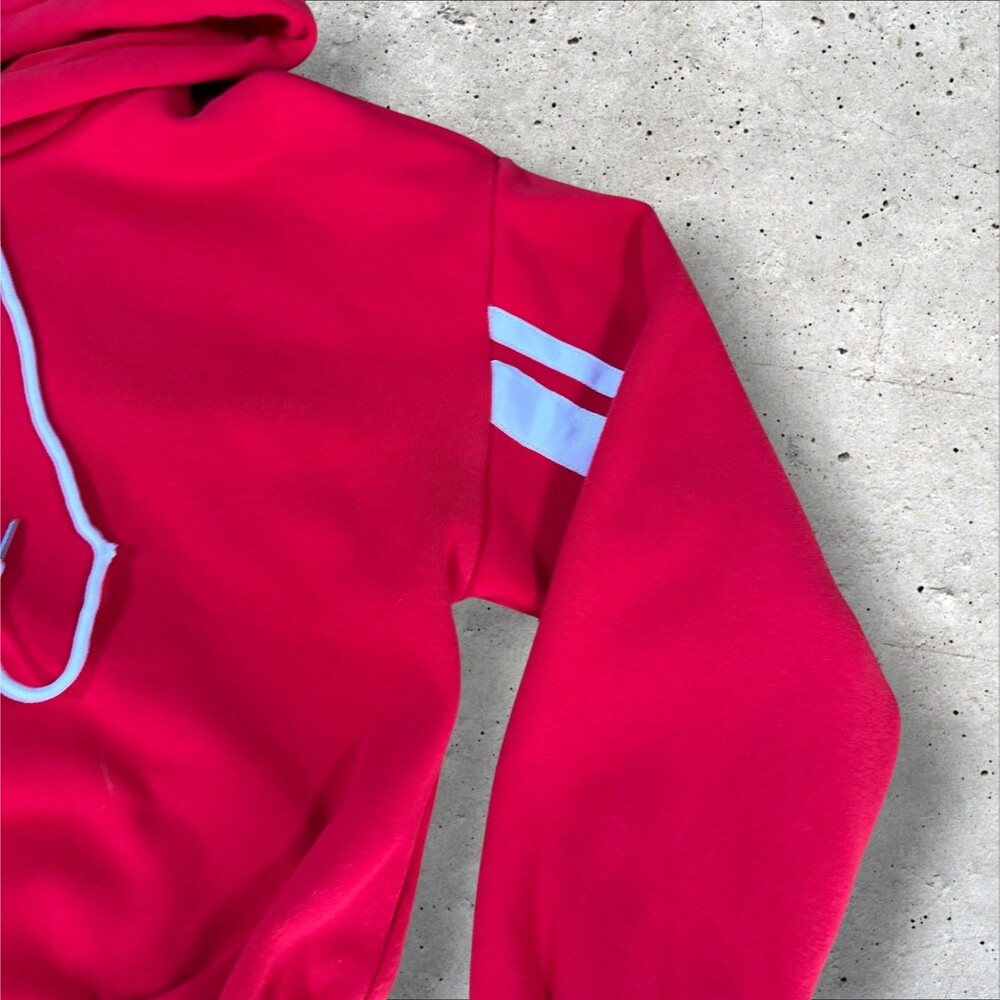 I.AM.GIA Tracksuit Set Womens M Red Cropped Hoodie Sweatpants Striped Loungewear - Picture 8 of 11